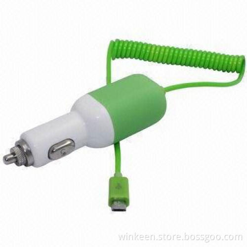 Micro in-car charger with 5V, 1A for smartphones, CE- and RoHS-listed